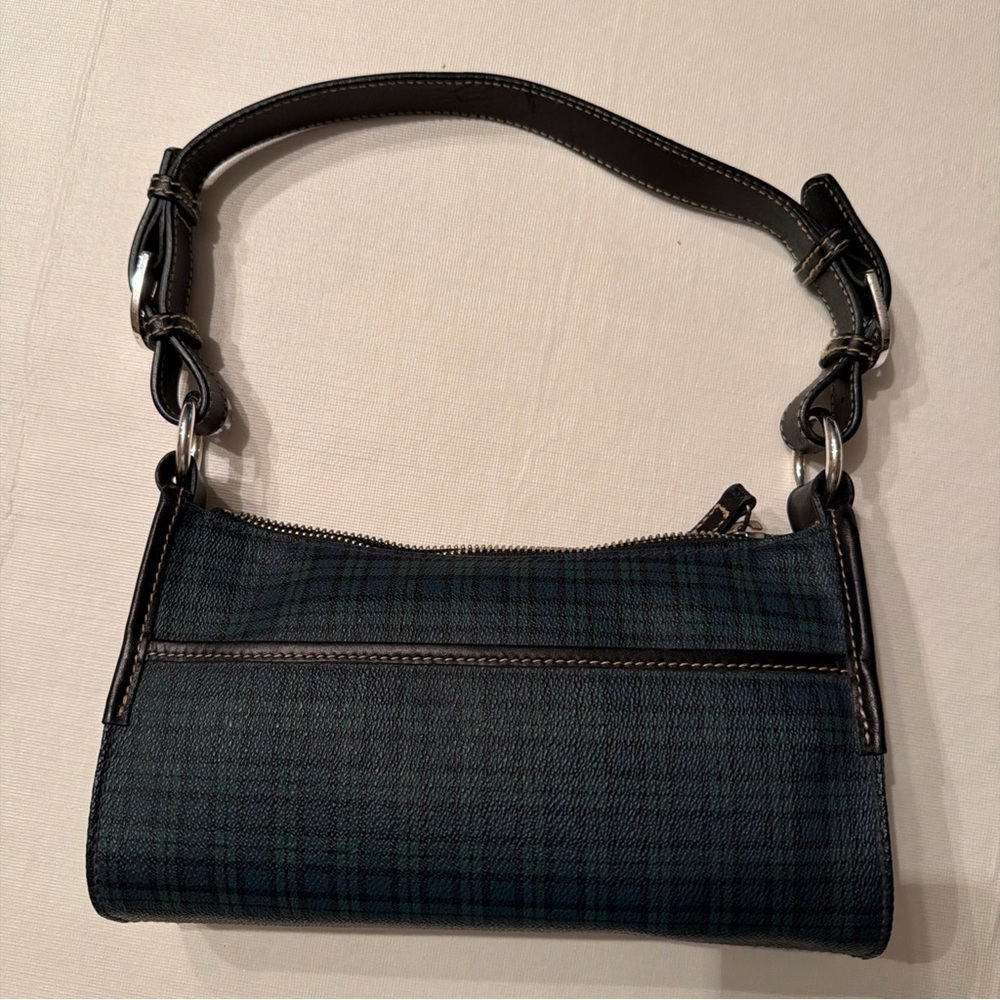 Lauren Ralph Lauren Black and Green Plaid Shoulder Bag